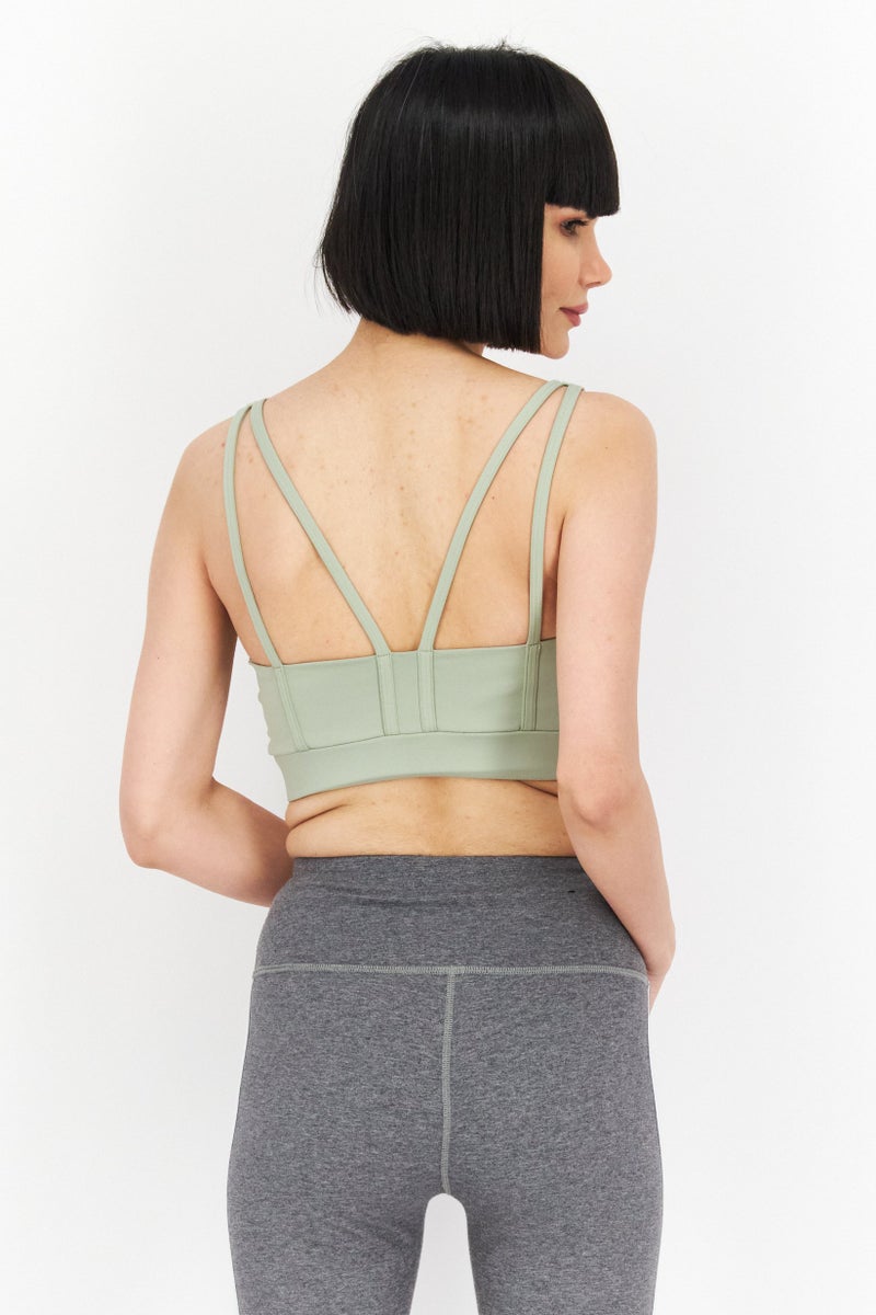 GUESS حمالة صدر رياضية للنساء بشعار العلامة التجارية، أخضر - Image 4